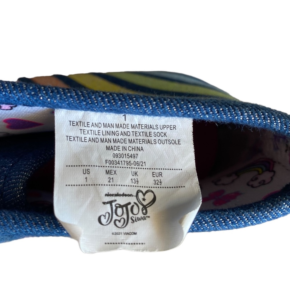 JoJo Siwa High Top Rainbow Denim Sneakers with Bow Size 1 Nickelodeon Girls - Picture 7 of 9